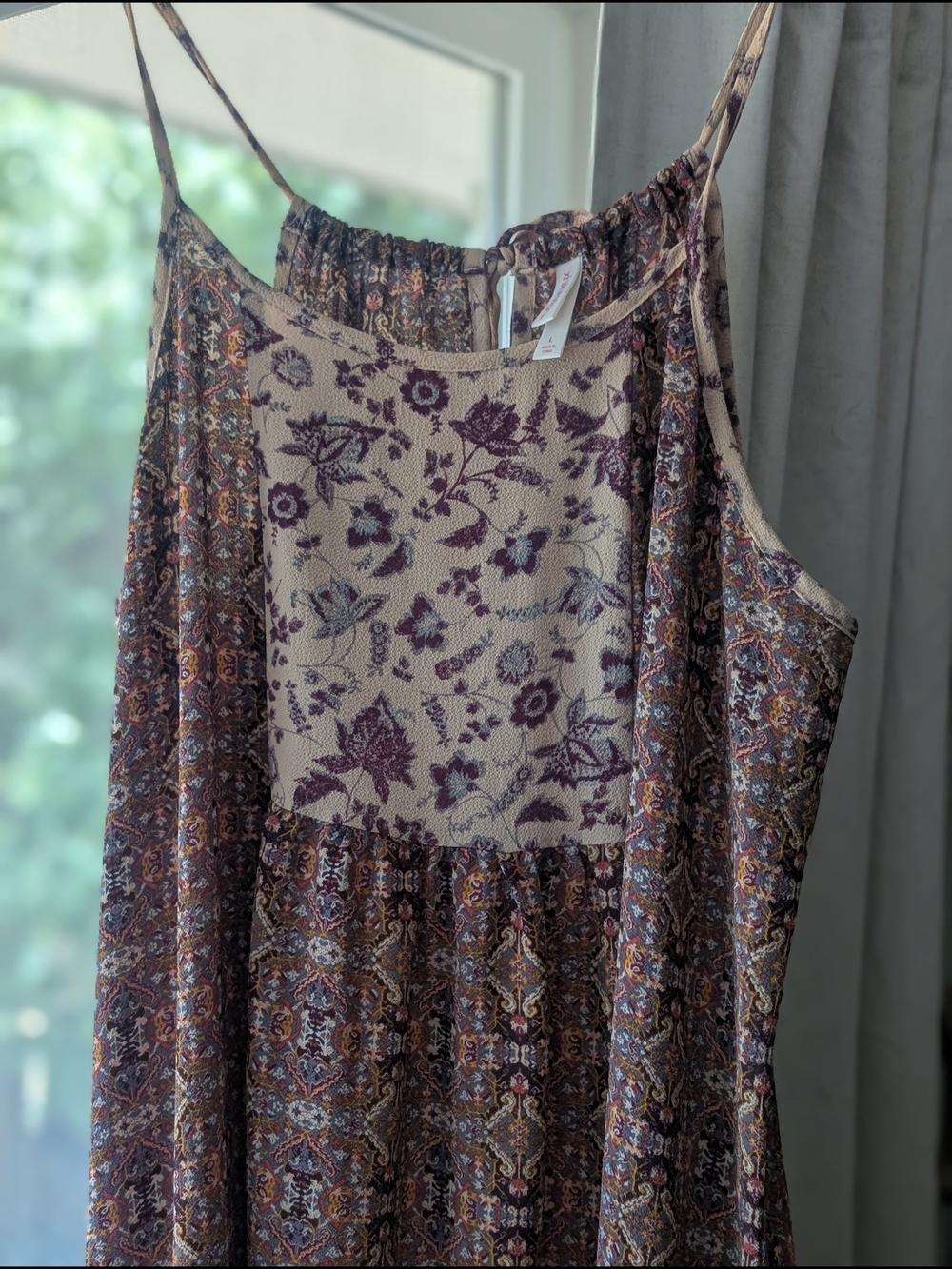 Xhilaration Mauve and Cream Boho Floral Maxi Dress - Picture 2 of 8